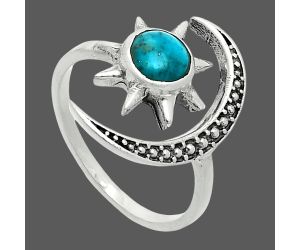 Star Moon - Natural Turquoise Morenci Mine Ring size-6.5 EXR06253 R-1015, 6x6 mm