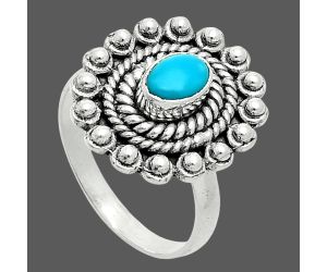 Natural Rare Turquoise Nevada Aztec Mt Ring size-6 EXR06254 R-1124, 6x4 mm