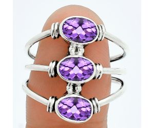 African Amethyst Ring size-9 EXR06261 R-1566, 7x5 mm