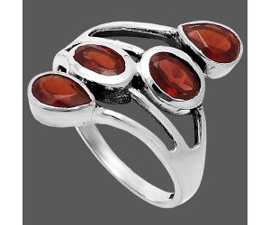 Hessonite Garnet Ring size-7 EXR06262 R-1053, 6x4 mm