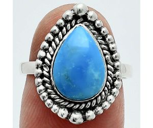 Natural Turquoise Morenci Mine Ring size-7 EXR06285 R-1154, 8x12 mm