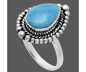 Natural Turquoise Morenci Mine Ring size-7 EXR06285 R-1154, 8x12 mm