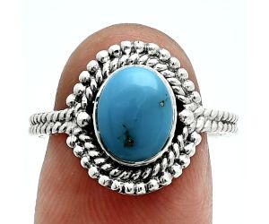 Natural Rare Turquoise Nevada Aztec Mt Ring size-8 EXR06288 R-1729, 7x9 mm