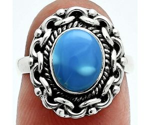 Natural Turquoise Morenci Mine Ring size-6 EXR06291 R-1667, 7x9 mm