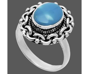 Natural Turquoise Morenci Mine Ring size-6 EXR06291 R-1667, 7x9 mm