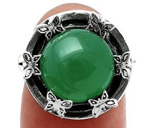 Butterfly - Green Onyx Ring size-8 EXR06295 R-1716, 12x12 mm