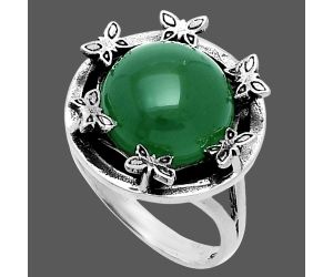 Butterfly - Green Onyx Ring size-8 EXR06295 R-1716, 12x12 mm