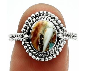 Spiny Oyster Turquoise Ring size-8 EXR06296 R-1729, 7x9 mm