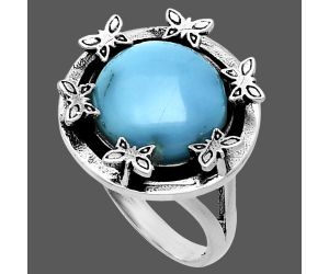 Butterfly - Natural Turquoise Morenci Mine Ring size-8 EXR06297 R-1716, 12x12 mm