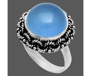 Blue Chalcedony Ring size-7 EXR06300 R-1266, 12x12 mm