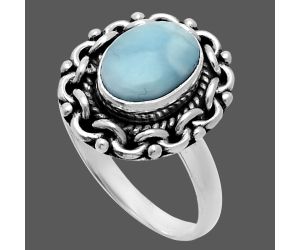 Larimar (Dominican Republic) Ring size-8 EXR06311 R-1667, 7x9 mm