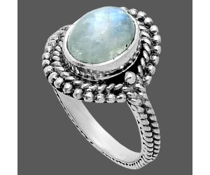 Rainbow Moonstone Ring size-6 EXR06313 R-1729, 7x9 mm