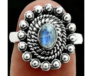 Rainbow Moonstone Ring size-8 EXR06314 R-1124, 6x4 mm