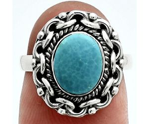 Natural Rare Turquoise Nevada Aztec Mt Ring size-6 EXR06317 R-1667, 7x9 mm