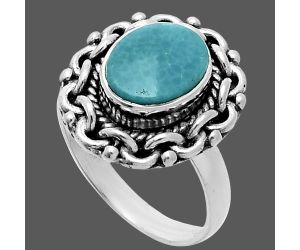 Natural Rare Turquoise Nevada Aztec Mt Ring size-6 EXR06317 R-1667, 7x9 mm