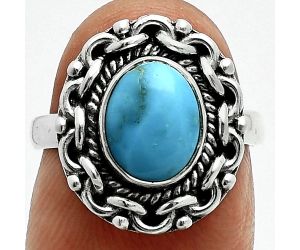 Natural Rare Turquoise Nevada Aztec Mt Ring size-6 EXR06331 R-1667, 7x9 mm