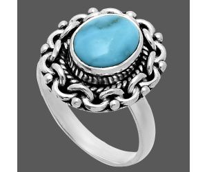 Natural Rare Turquoise Nevada Aztec Mt Ring size-6 EXR06331 R-1667, 7x9 mm