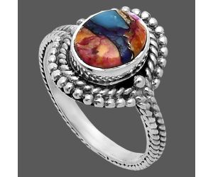 Kingman Orange Dahlia Turquoise Ring size-6 EXR06334 R-1729, 7x9 mm