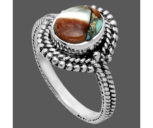 Spiny Oyster Turquoise Ring size-8 EXR06335 R-1729, 7x9 mm