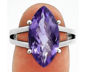 Amethyst Checker Ring size-8 EXR06339 R-1019, 9x18 mm