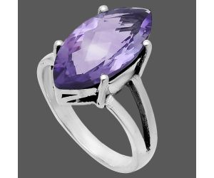 Amethyst Checker Ring size-8 EXR06339 R-1019, 9x18 mm