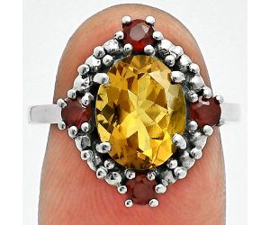 Citrine and Garnet Ring size-7.5 EXR06341 R-1017, 8x10 mm