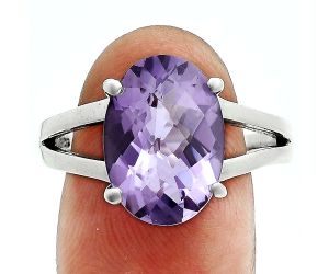 Amethyst Checker Ring size-10 EXR06344 R-1019, 10x14 mm