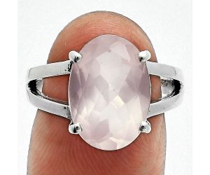 Rose Quartz Ring size-7 EXR06345 R-1019, 8x10 mm