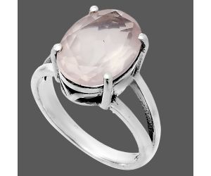 Rose Quartz Ring size-7 EXR06345 R-1019, 8x10 mm