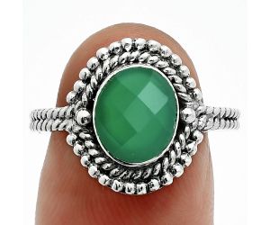 Green Onyx Checker Ring size-8 EXR06349 R-1729, 7x9 mm