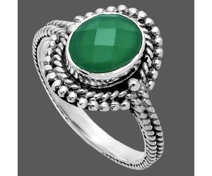 Green Onyx Checker Ring size-8 EXR06349 R-1729, 7x9 mm