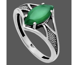 Green Onyx Ring size-9 EXR06351 R-1114, 6x12 mm