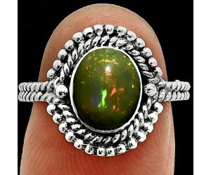 Ethiopian Opal Ring size-6 EXR06356 R-1729, 7x9 mm