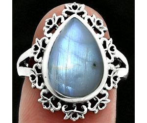 Rainbow Moonstone Ring size-7 EXR06357 R-1114, 10x14 mm