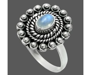 Rainbow Moonstone Ring size-8 EXR06360 R-1124, 6x4 mm