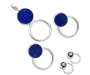 Lapis Lazuli Pendant Earrings Set EXT01023 T-1012, 12x12 mm