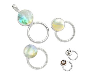 Mother Of Pearl Pendant Earrings Set EXT01058 T-1012, 12x12 mm