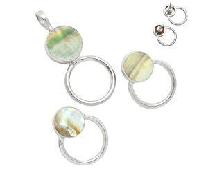 Mother Of Pearl Pendant Earrings Set EXT01064 T-1012, 12x12 mm