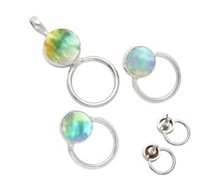 Mother Of Pearl Pendant Earrings Set EXT01065 T-1012, 12x12 mm