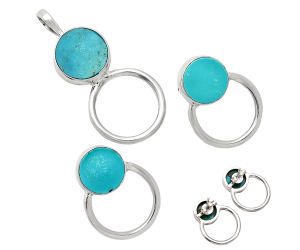 Natural Rare Turquoise Nevada Aztec Mt Pendant Earrings Set EXT01067 T-1012, 12x12 mm