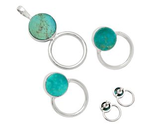 Natural Rare Turquoise Nevada Aztec Mt Pendant Earrings Set EXT01068 T-1012, 12x12 mm