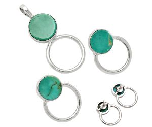 Natural Rare Turquoise Nevada Aztec Mt Pendant Earrings Set EXT01069 T-1012, 12x12 mm