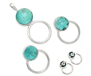 Natural Rare Turquoise Nevada Aztec Mt Pendant Earrings Set EXT01070 T-1012, 12x12 mm