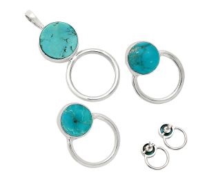 Natural Rare Turquoise Nevada Aztec Mt Pendant Earrings Set EXT01071 T-1012, 12x12 mm