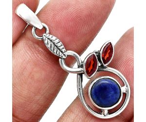 Lapis Lazuli and Garnet Pendant Earrings Set EXT01073 T-1013, 8x8 mm