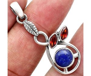 Lapis Lazuli and Garnet Pendant Earrings Set EXT01074 T-1013, 8x8 mm