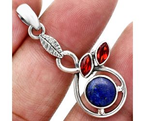 Lapis Lazuli and Garnet Pendant Earrings Set EXT01076 T-1013, 8x8 mm