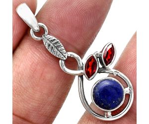 Lapis Lazuli and Garnet Pendant Earrings Set EXT01077 T-1013, 8x8 mm