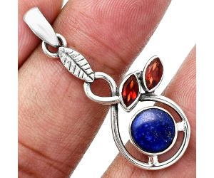 Lapis Lazuli and Garnet Pendant Earrings Set EXT01078 T-1013, 8x8 mm