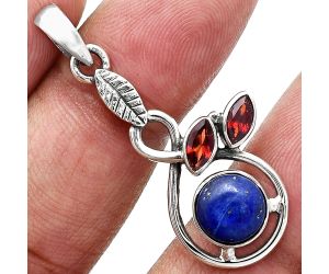 Lapis Lazuli and Garnet Pendant Earrings Set EXT01079 T-1013, 8x8 mm